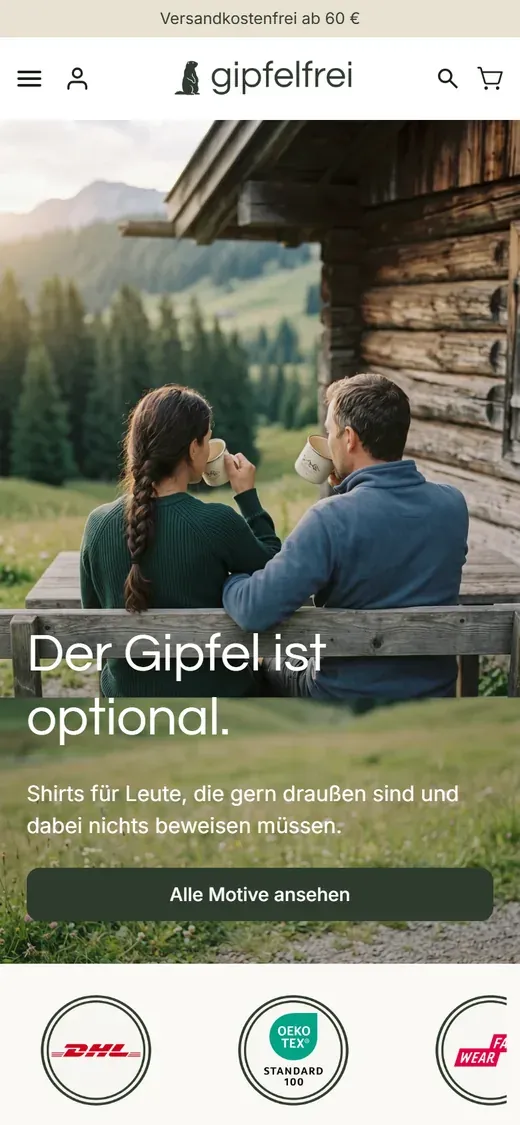 gipfelfrei auf dem Smartphone