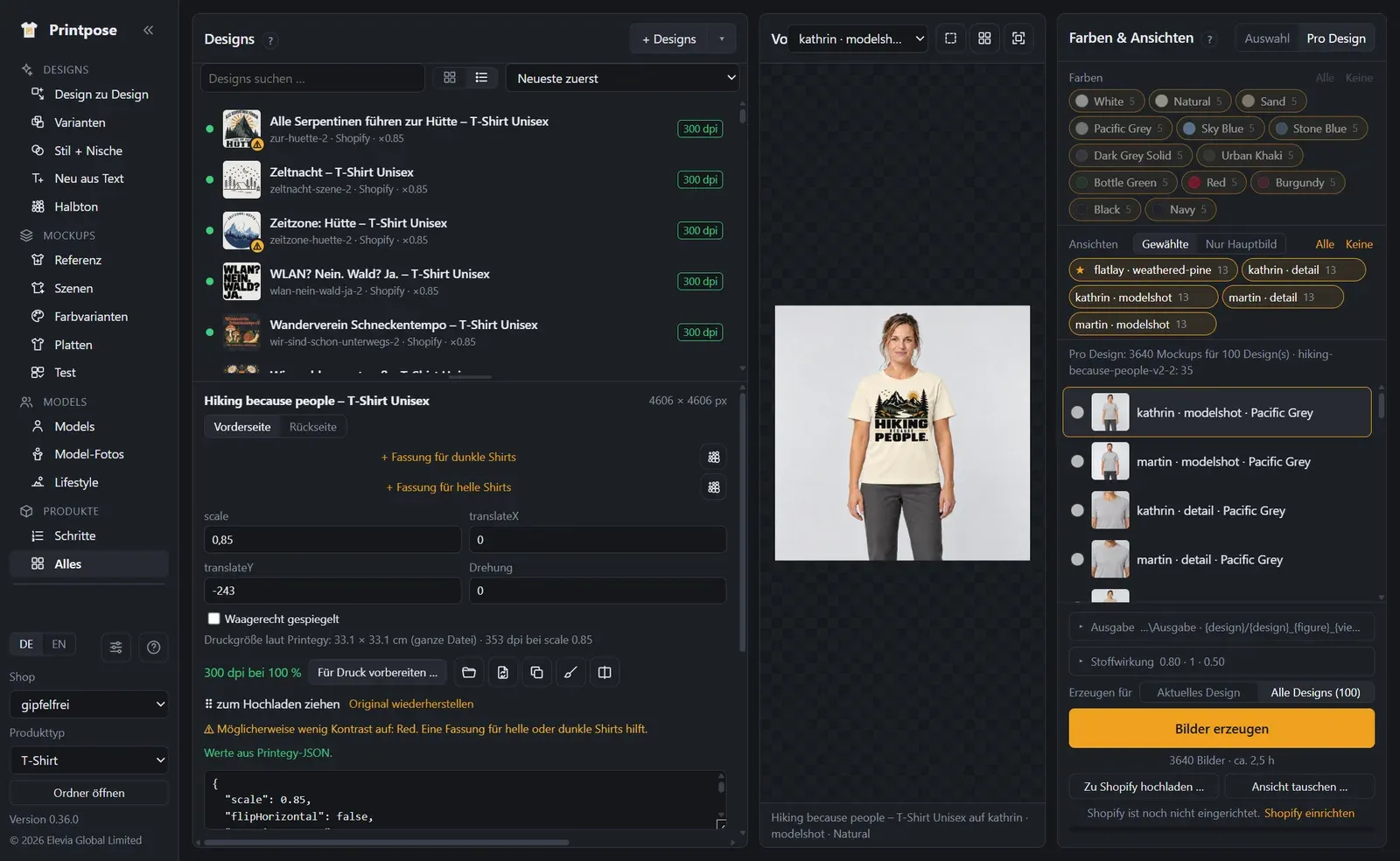 Printpose: Übersicht der Produkte mit fertigen Mockups